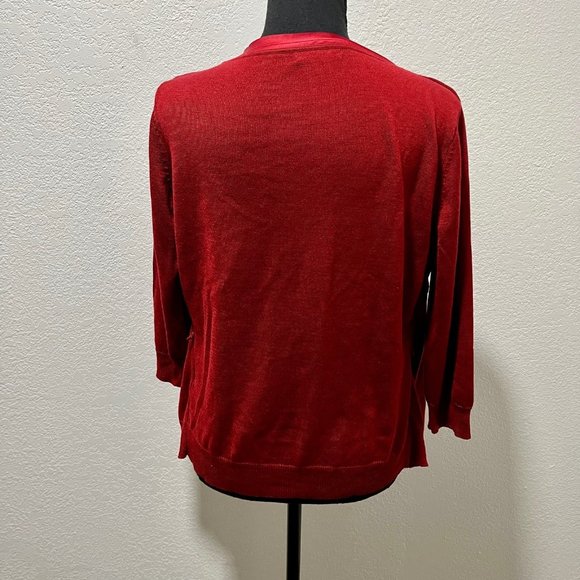 New York & Company Red 3/4 Sleeve Open Front Cardigan and Camisole Top - Picture 4 of 9